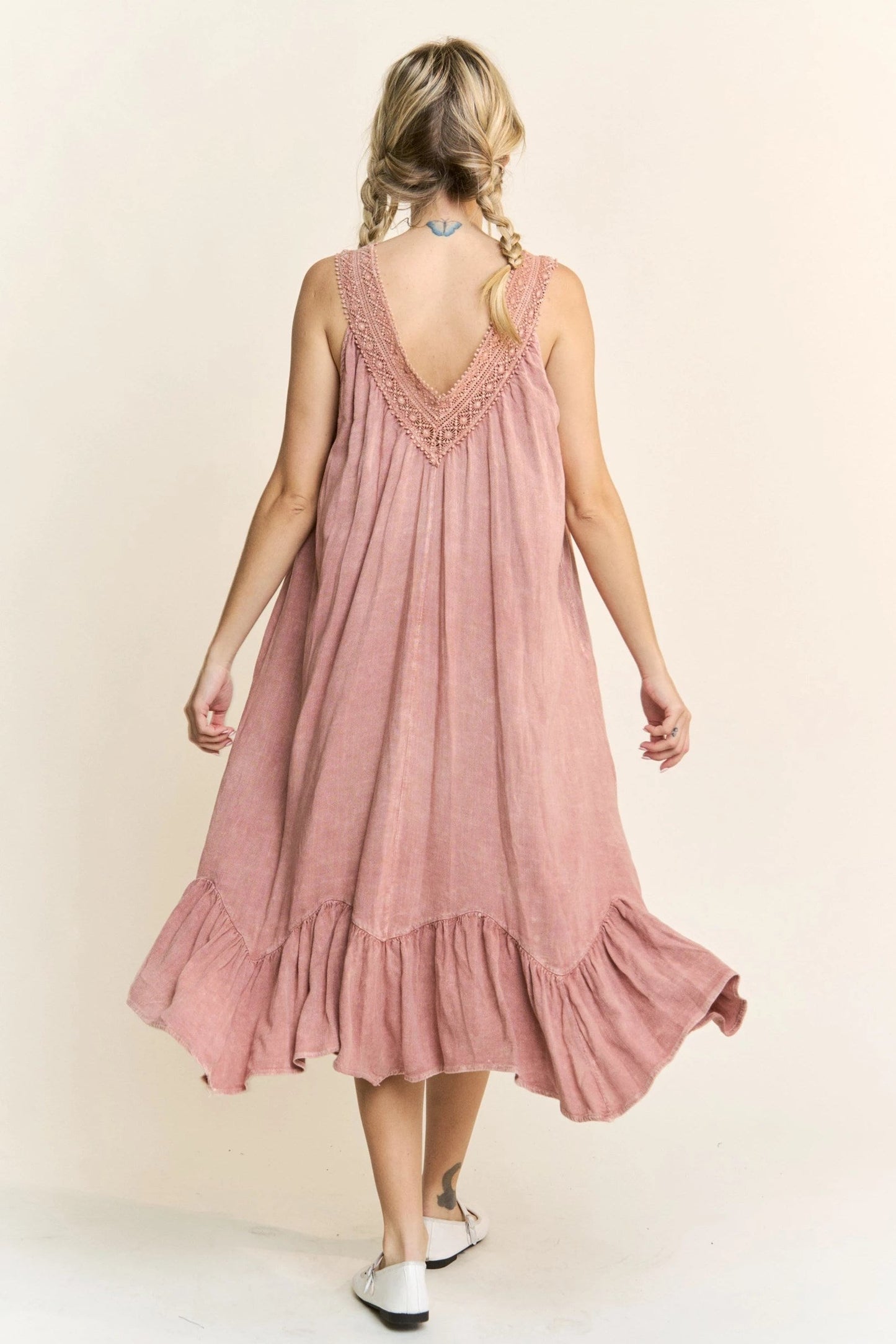 J. Her- Mineral Wash Floral Cami Dress (Sugar Rose) *Final Sale*