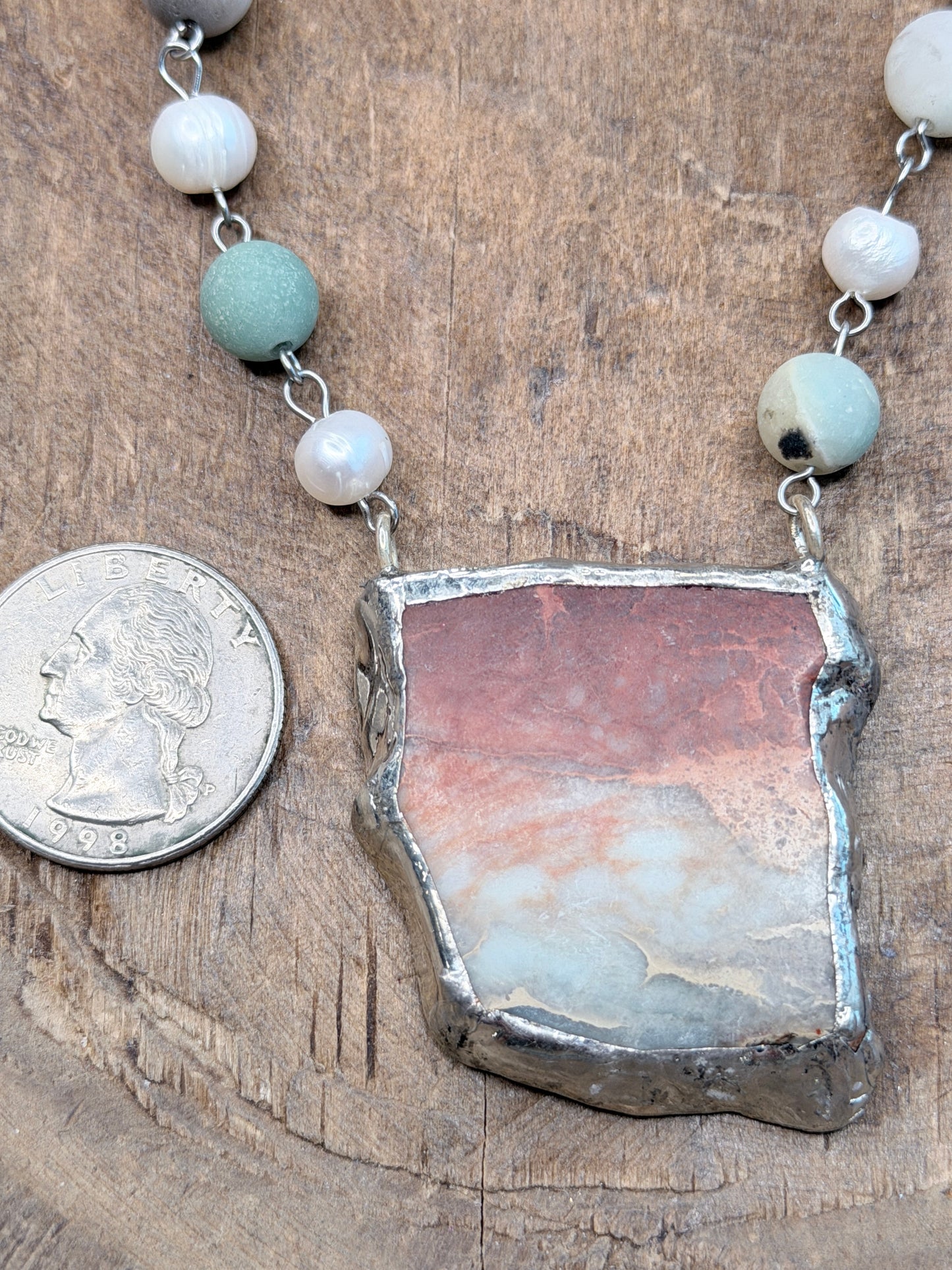 Soldered Aqua Terra Jasper Slab Necklace C