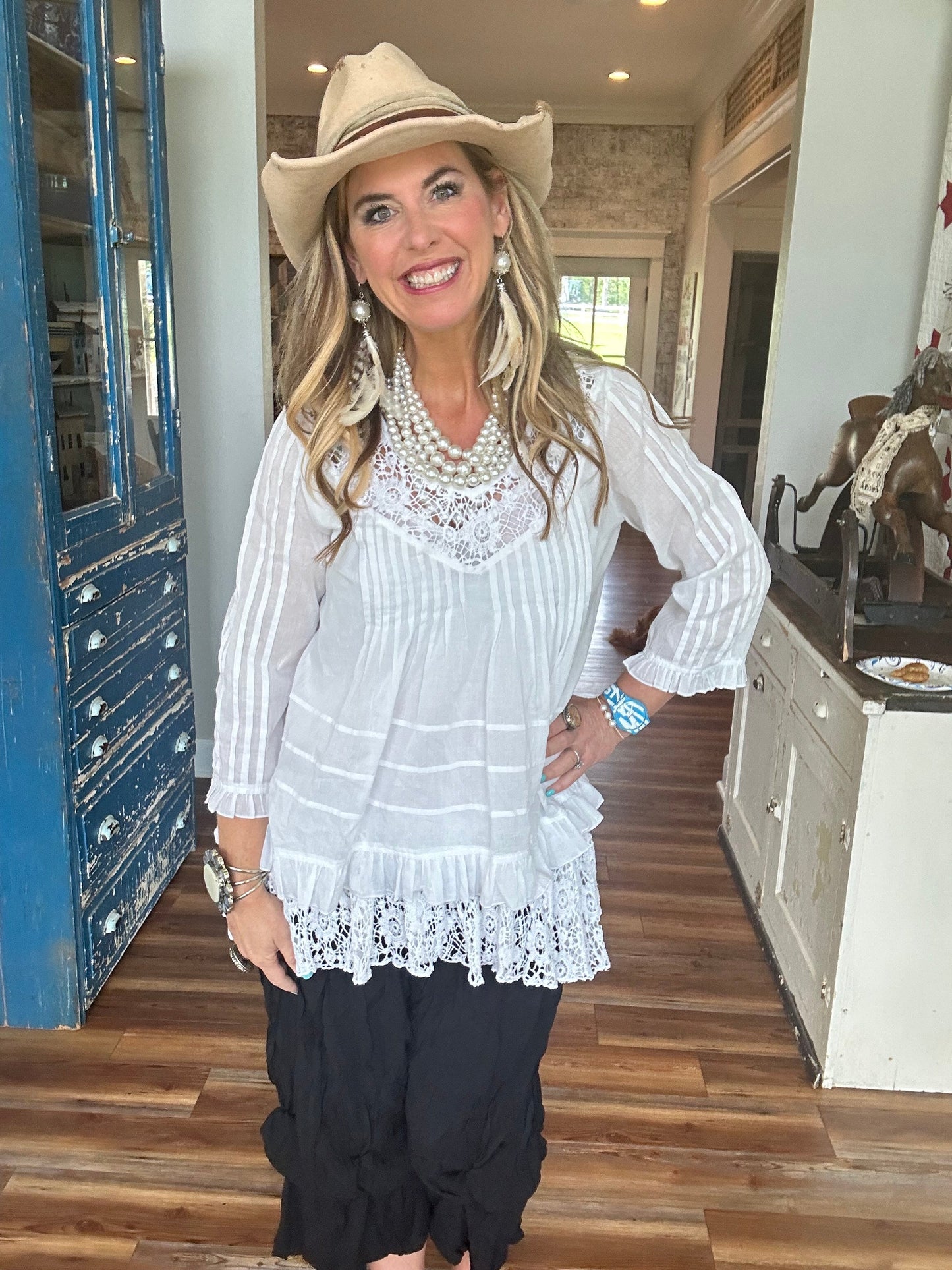 FINAL SALE!  Paper Lace Embroidered 2-Piece Top (White)