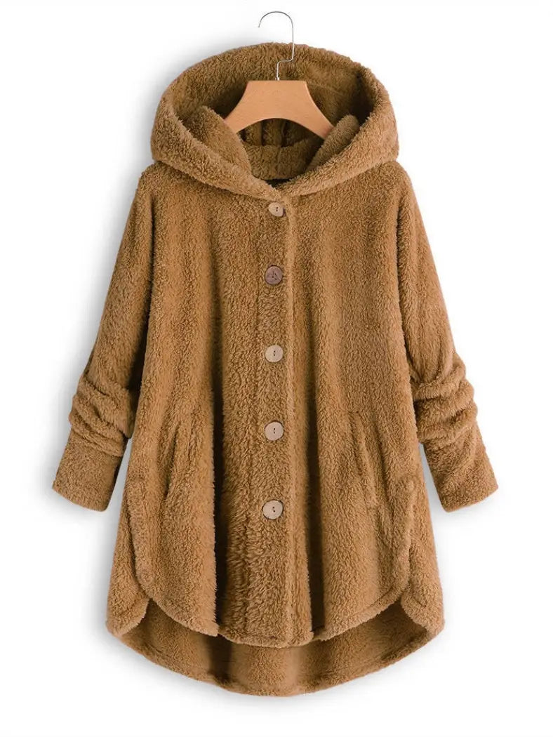 Button-Up Cozy Hooded Jacket (Brown) *Final Sale*