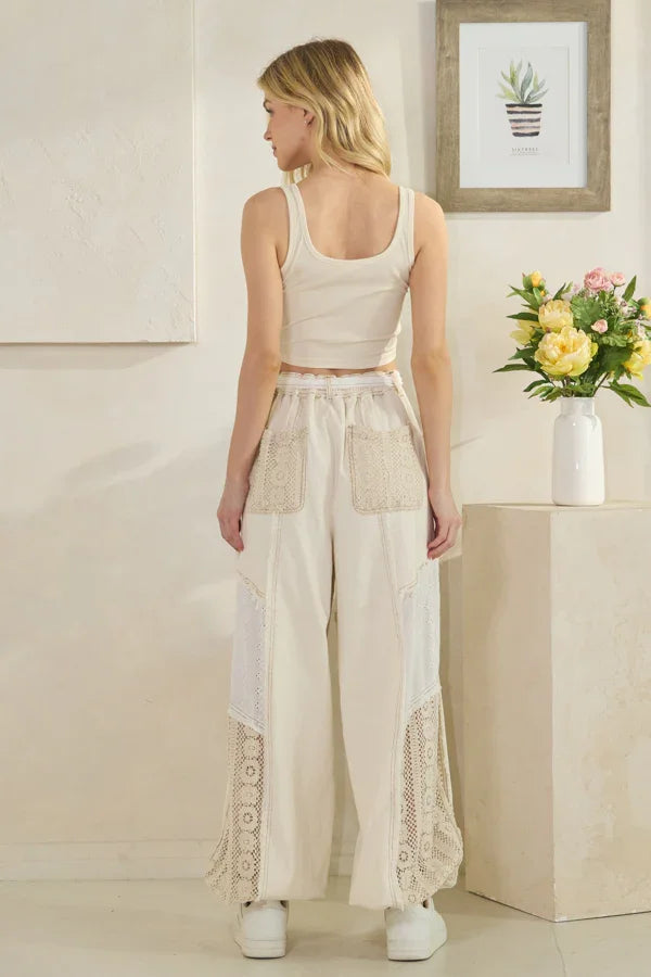 Oli & Hali- Washed Belted Jogger Pants (Cream) *Final Sale*