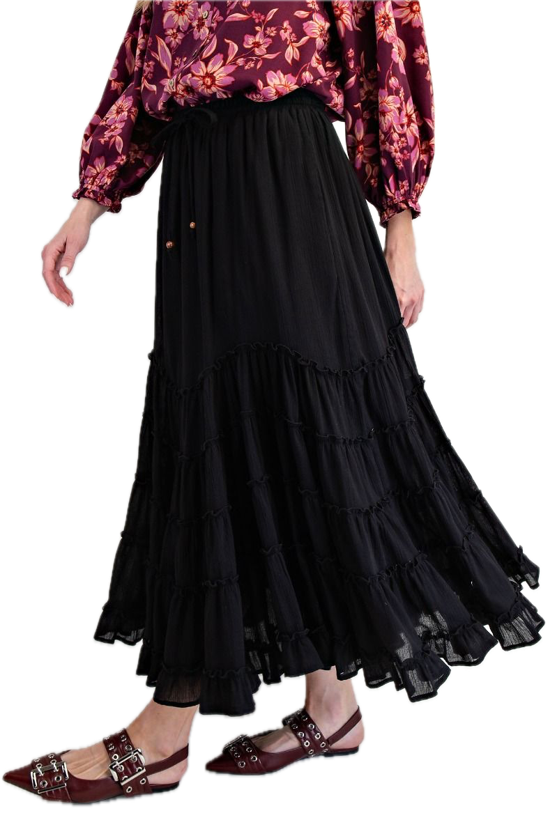 SALE EASEL - Cotton Gauze Tiered Maxi Skirt *Final Sale*
