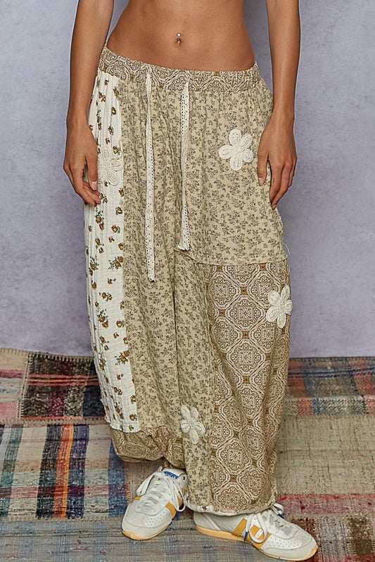 POL - Crochet Patchwork Pants (Sand Multi)