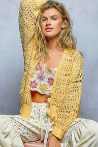 POL-Long Sleeve Cardigan (Dandelion) *Final Sale*