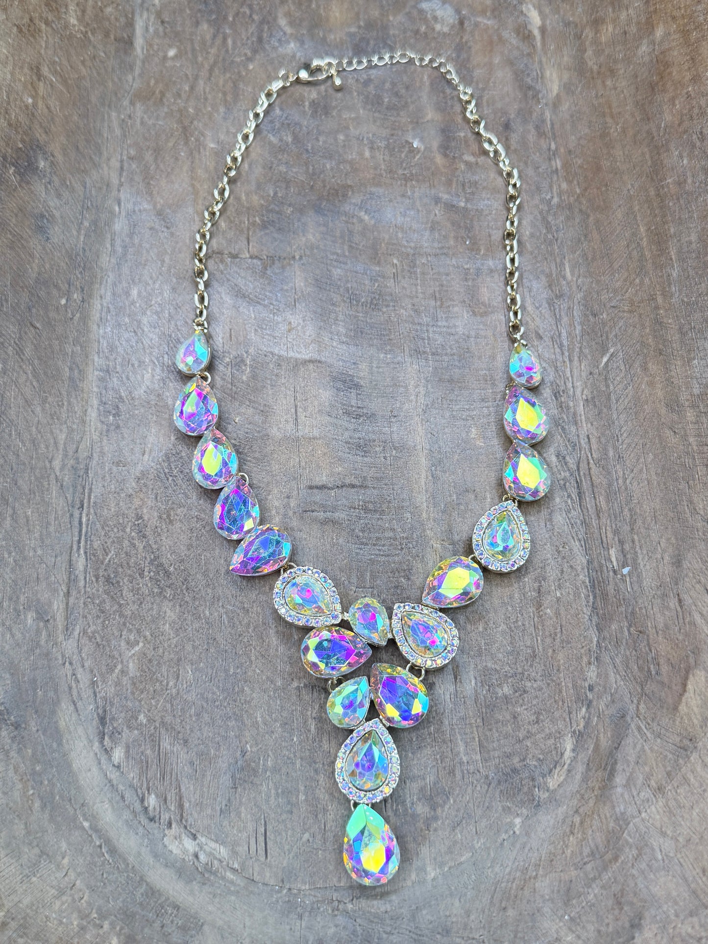 AB Crystal Teardrop Sparkle Anytime Necklace