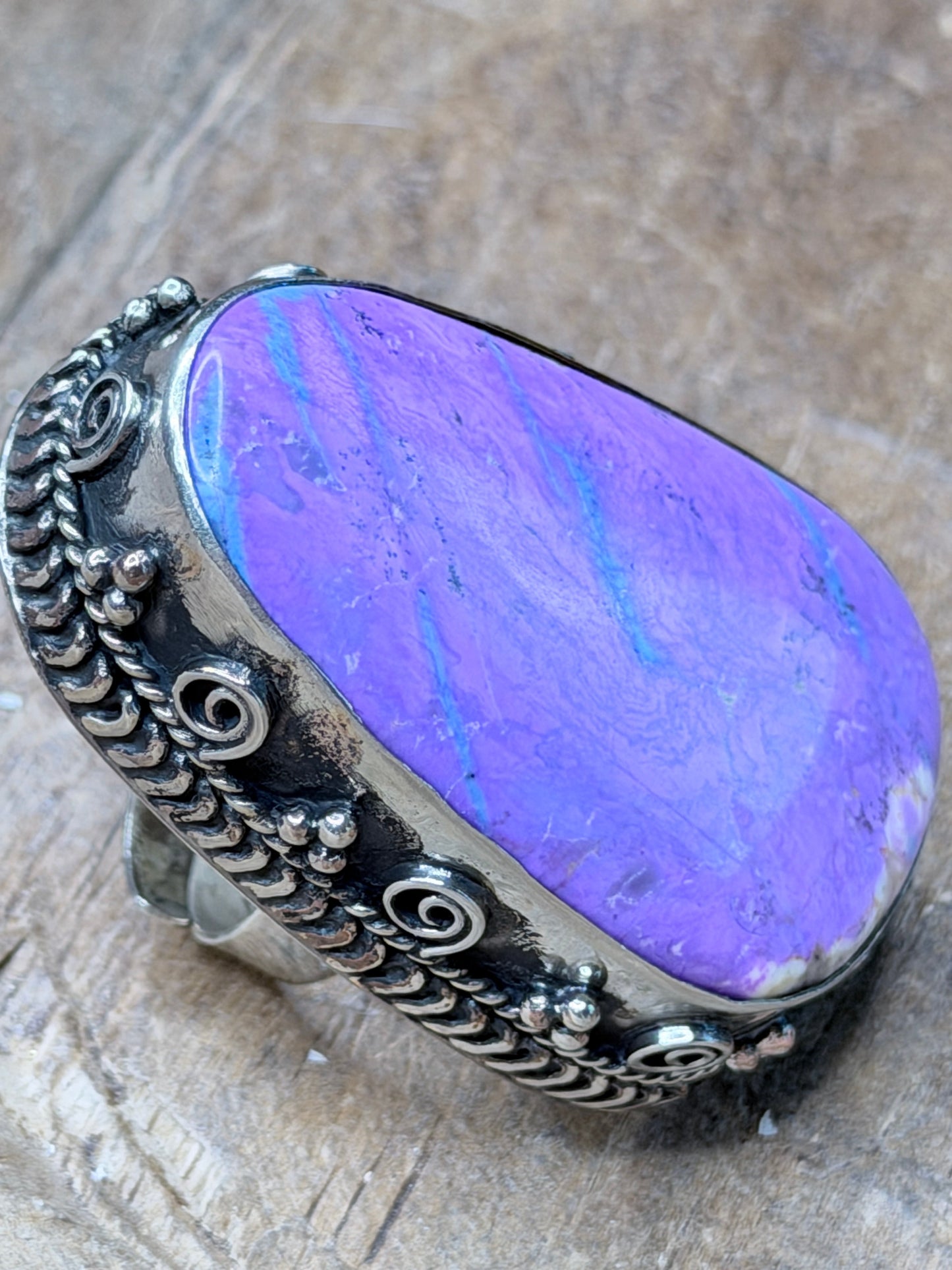 German Silver Mohave Purple Turquoise Ring (B)