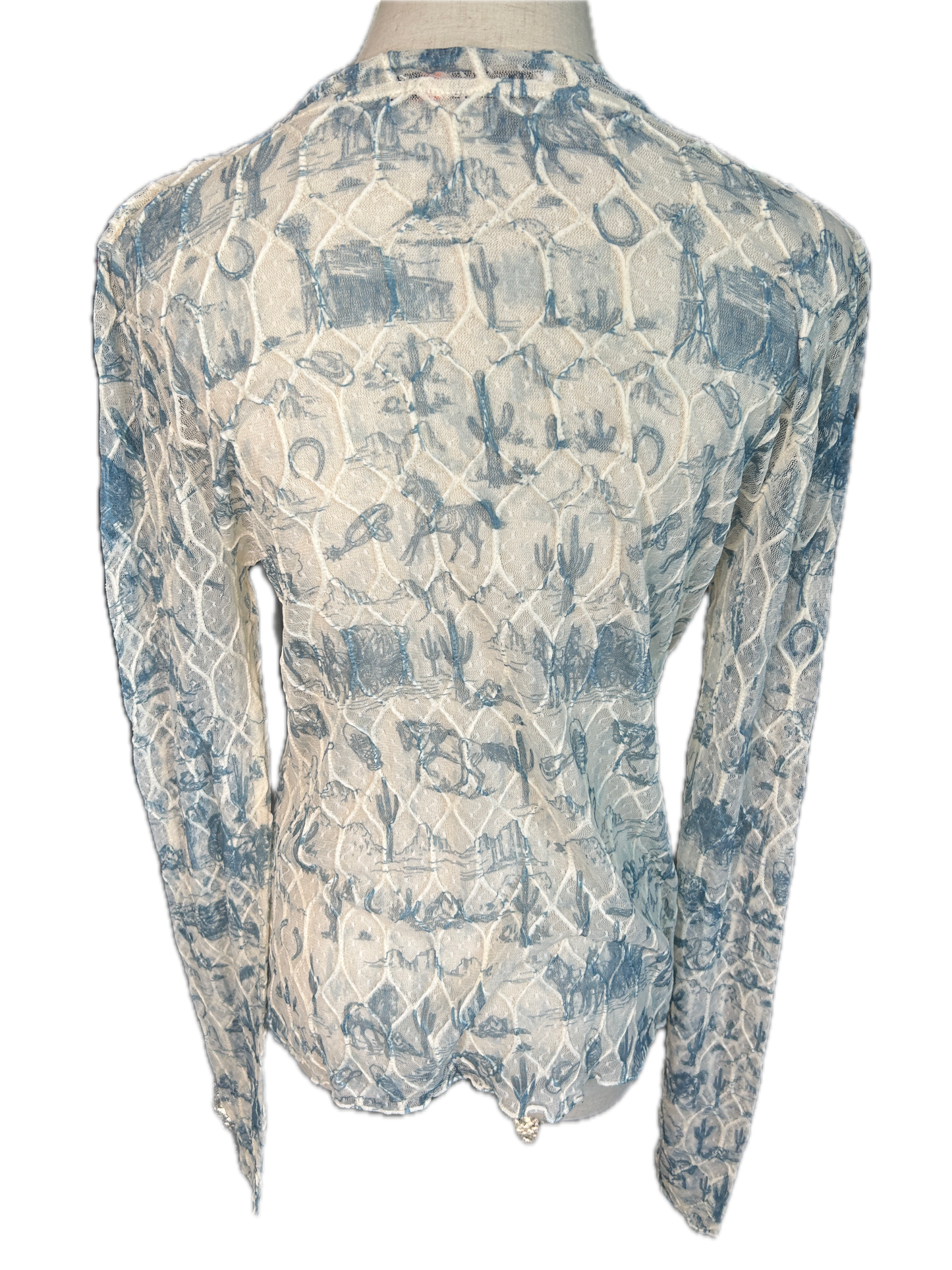 Origami- Sheer Lace Long Sleeve (Blue Old West)