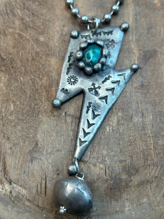 Art By Amy- Turquoise Lightning Bolt Necklace