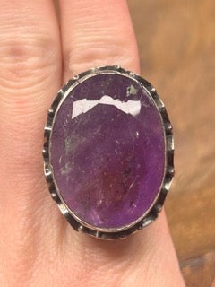 German Silver Vintage Oval Amethyst Ring