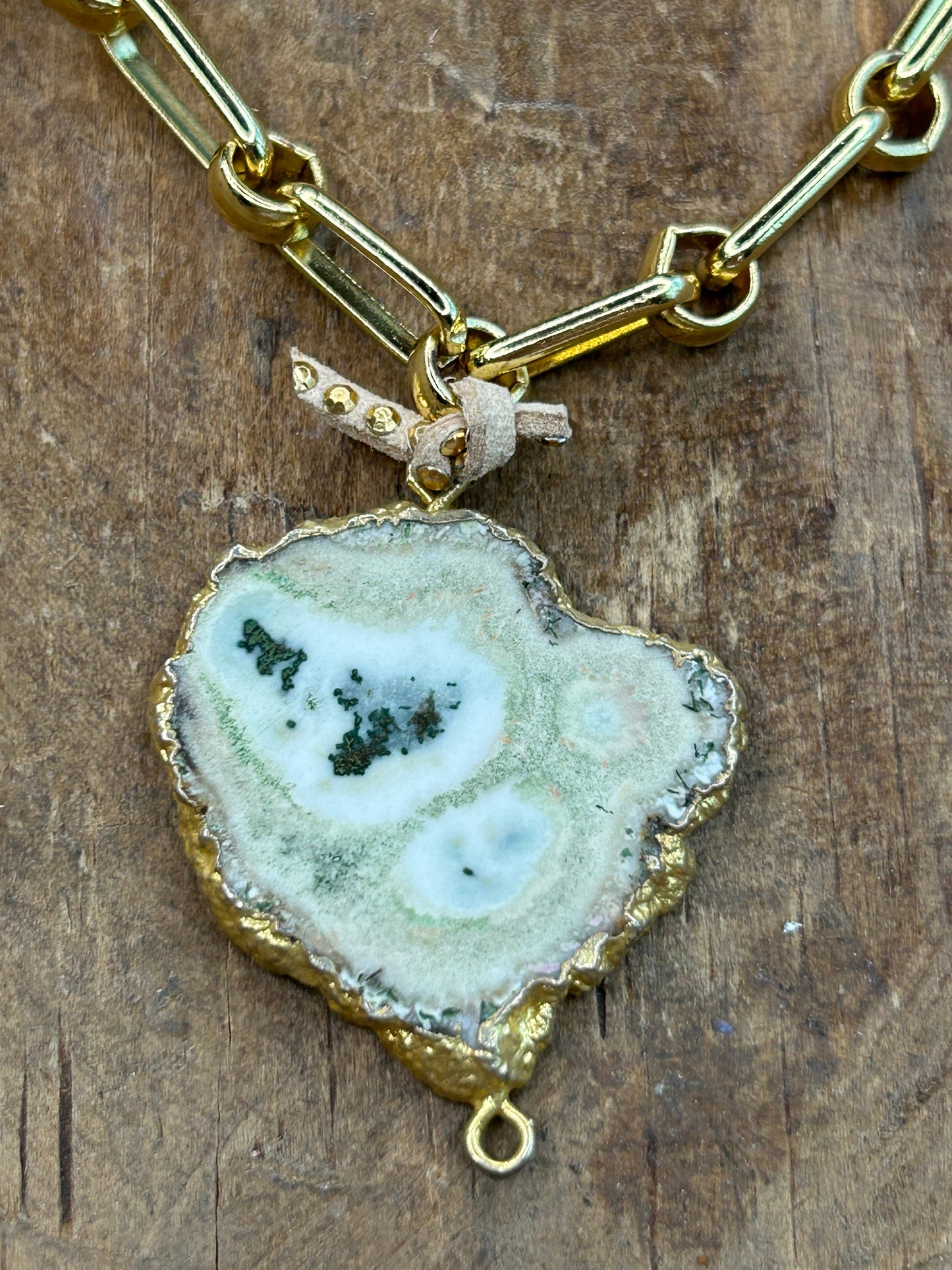 Gold Soldered Agate Slab Necklace
