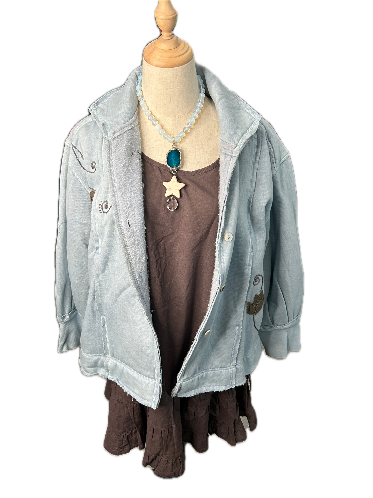 Paper Lace- Cotton Floral Jacket (Sky Blue) *Final Sale*