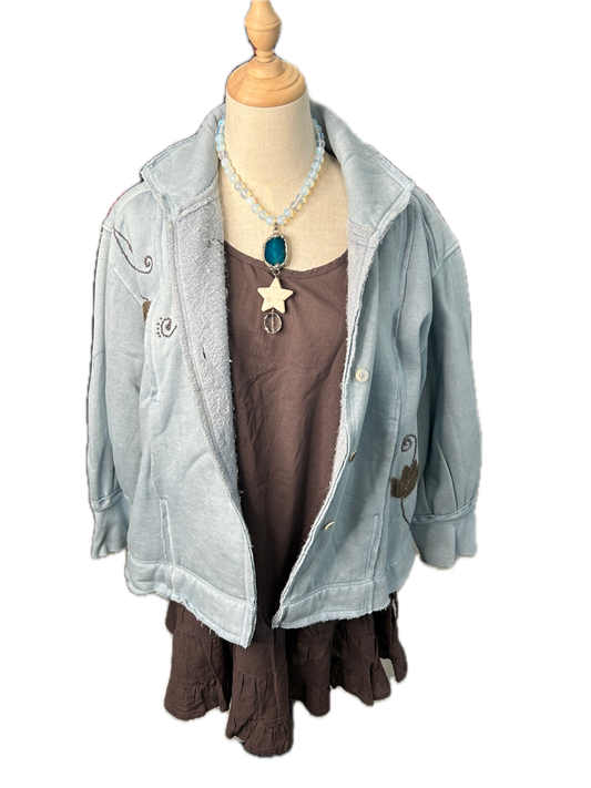 Paper Lace- Cotton Floral Jacket (Sky Blue) *Final Sale*