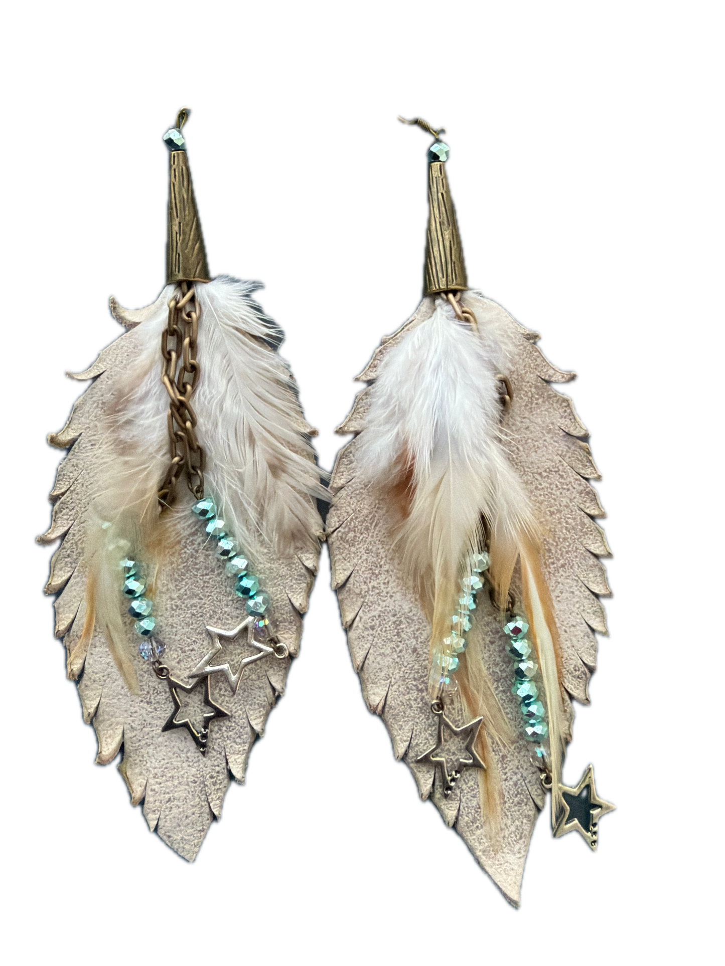 A Rare Bird- Leather with Stars Earrings