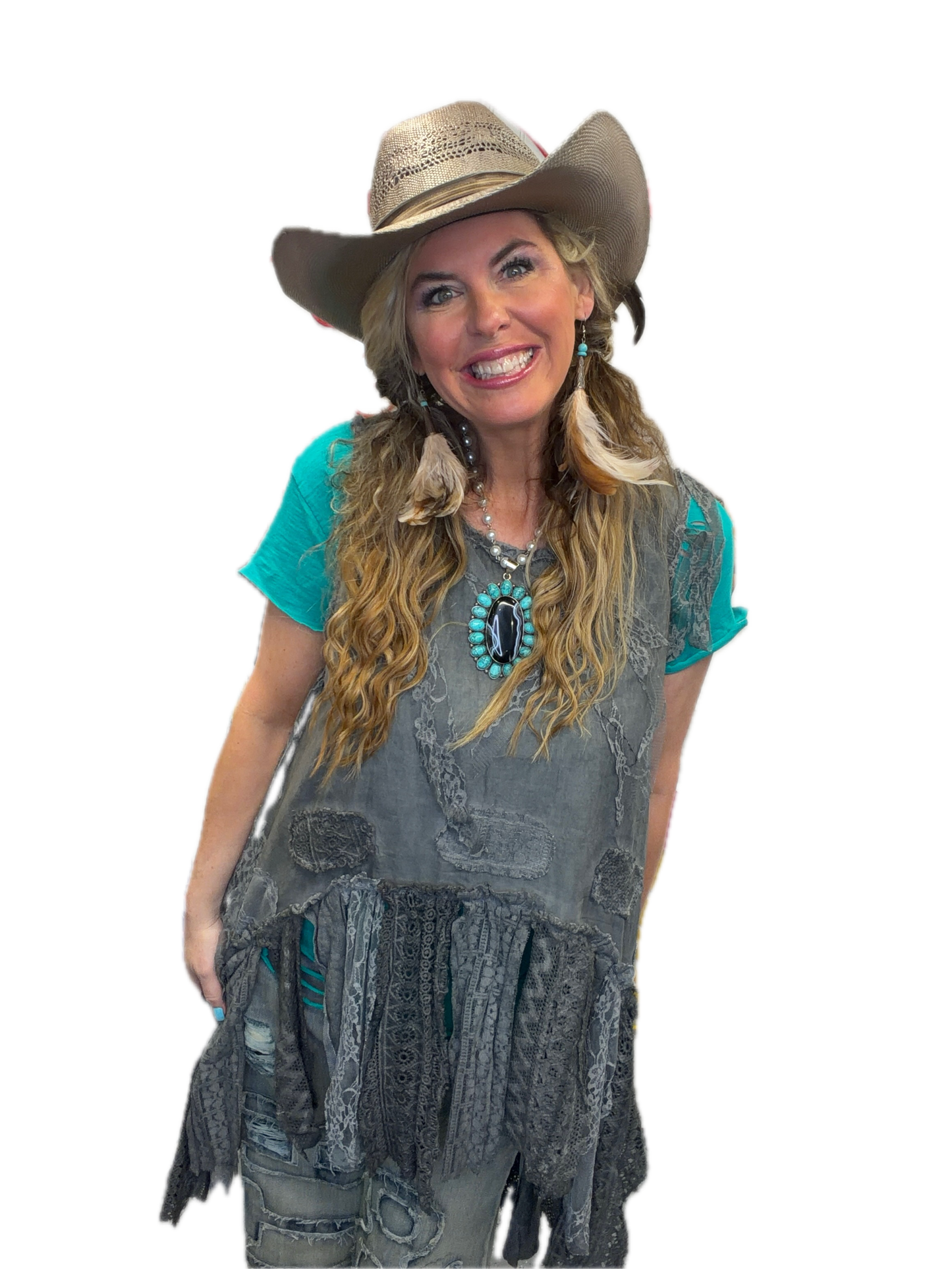Final Sale Jaded Gypsy- Move With The Wind Tank (Charcoal)