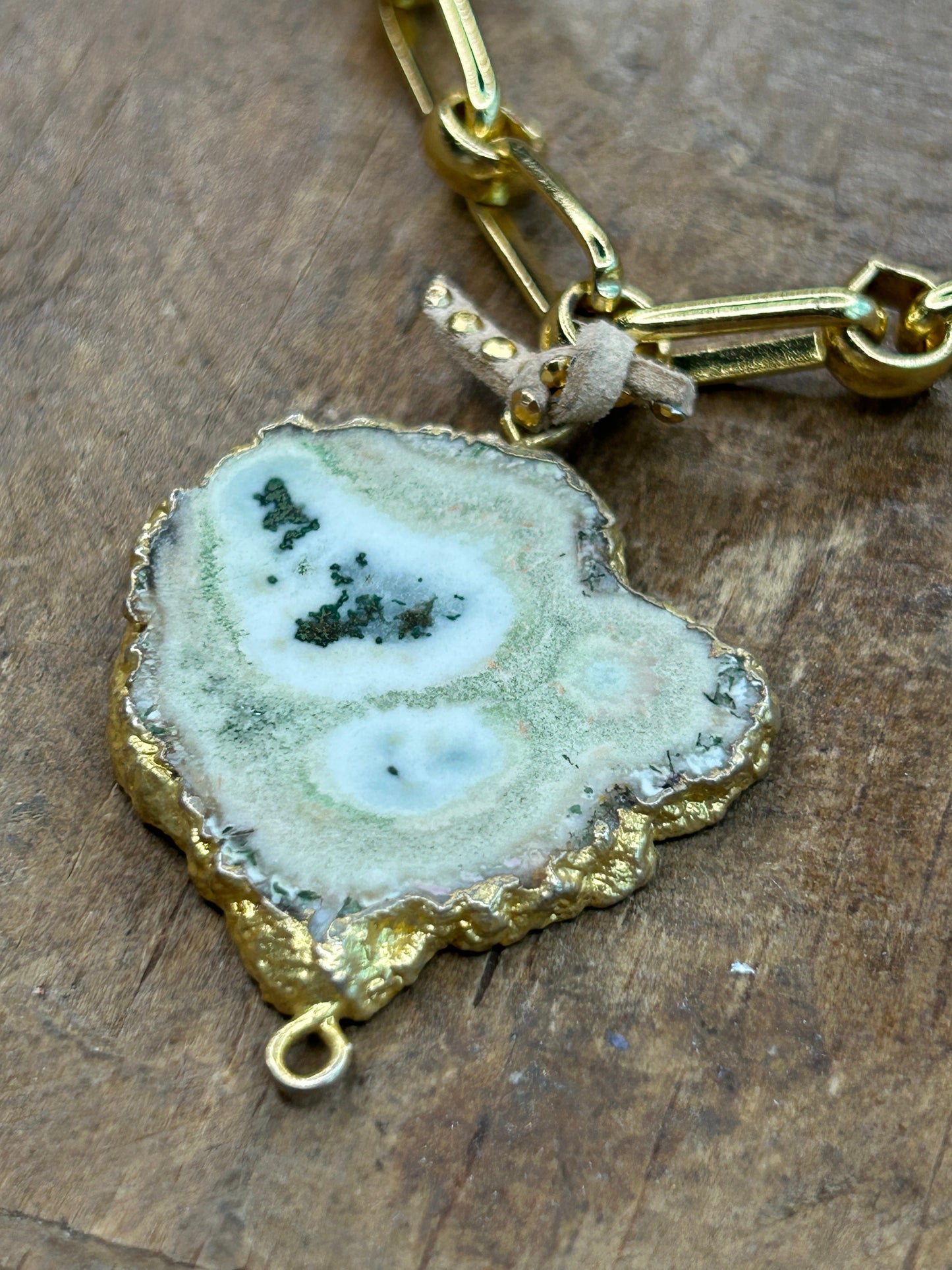 Gold Soldered Agate Slab Necklace