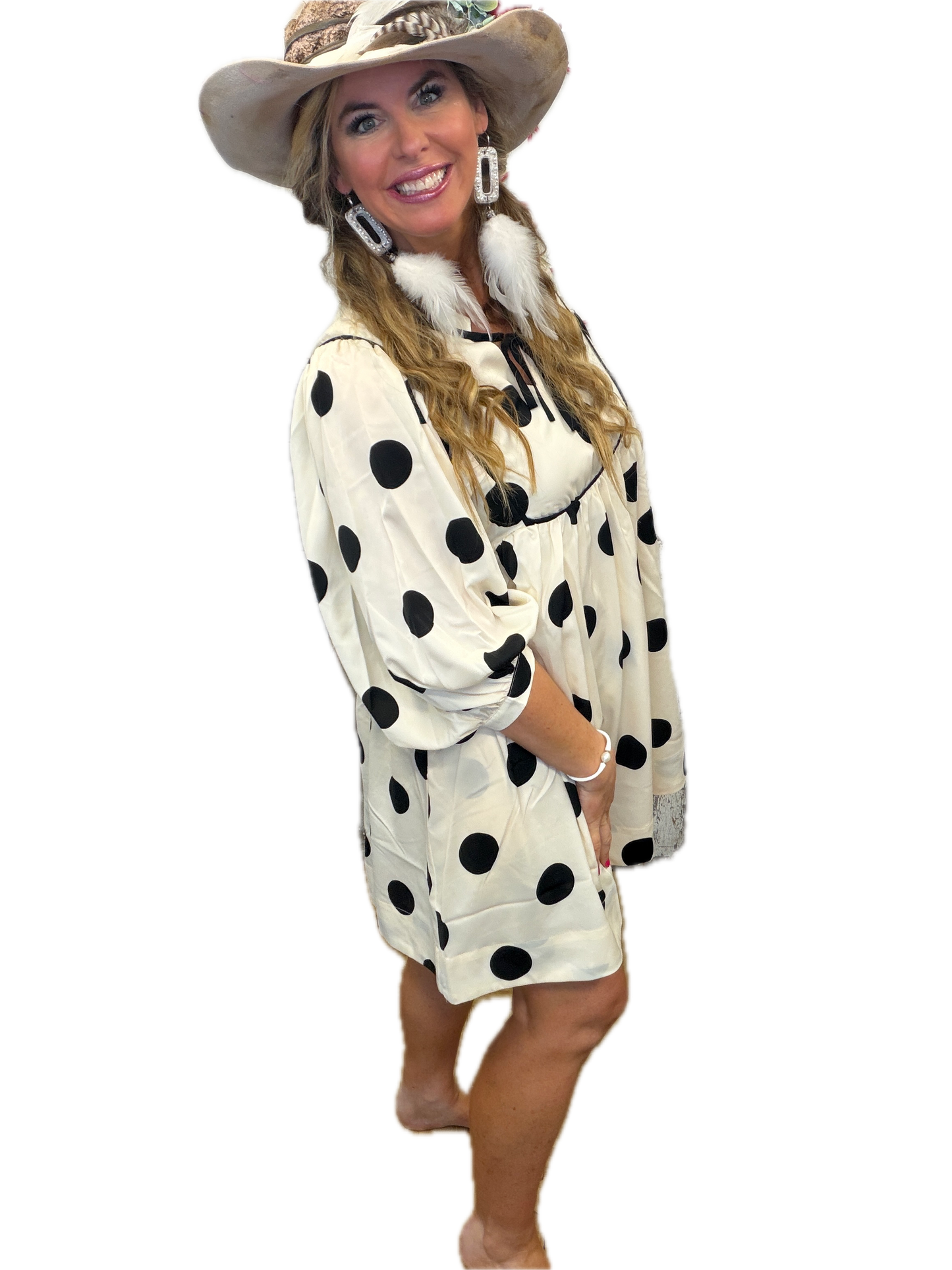 Jodifl- Polka Dot Dress (Cream)