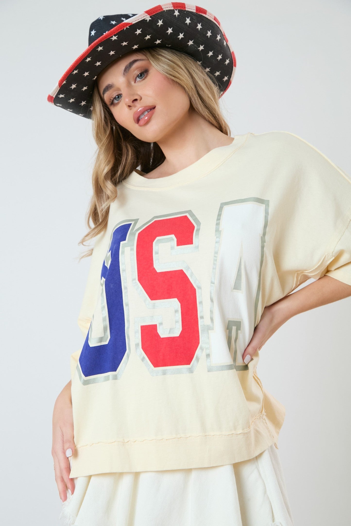 Peach Love- USA Graphic T-Shirt (Cream) *Final sale*