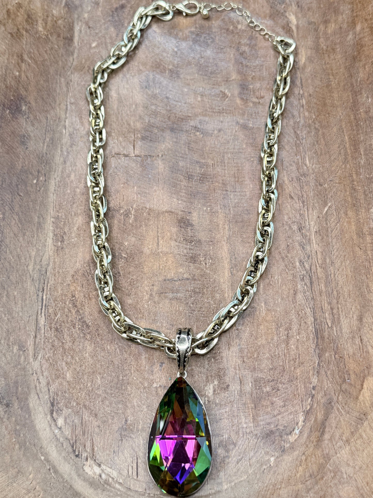 AB Crystal Teardrop Necklace