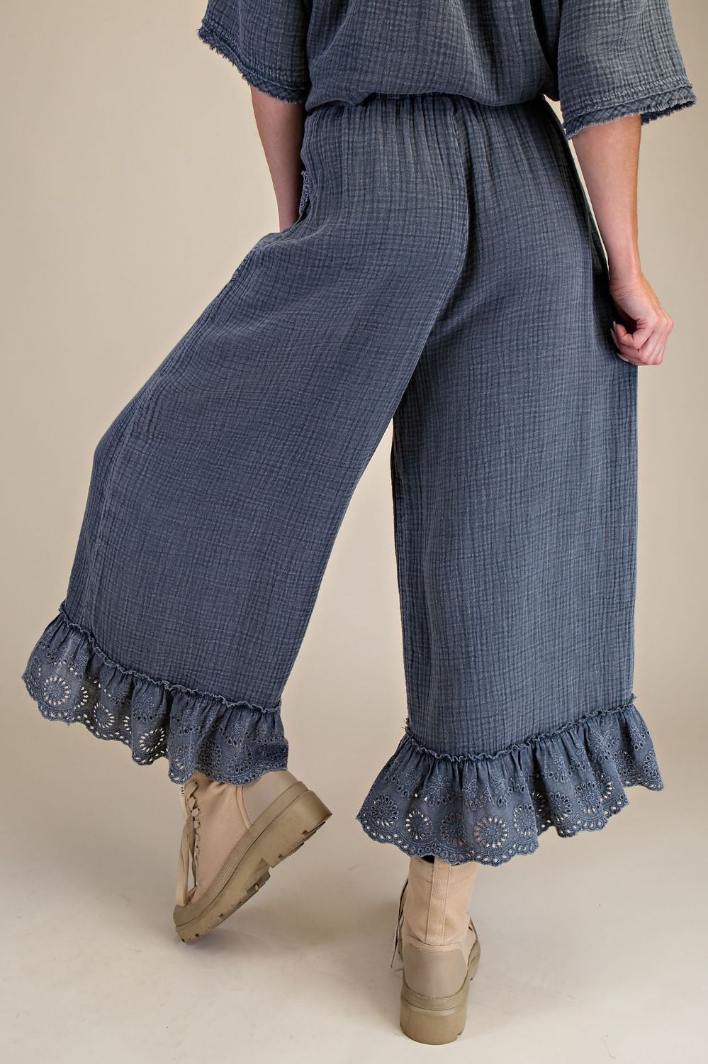 EASEL - Washed Cotton Gauze Pants (Smoke)