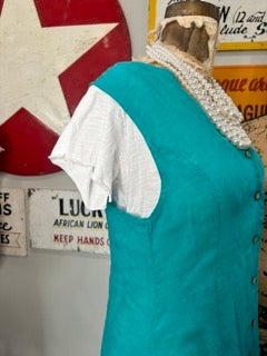 BA- Linen Button Down Dress (Teal Lagoon) *Final Sale*