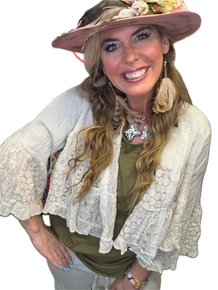 Bohemian Breeze Artisan Lace Shrug Jacket (Natural)