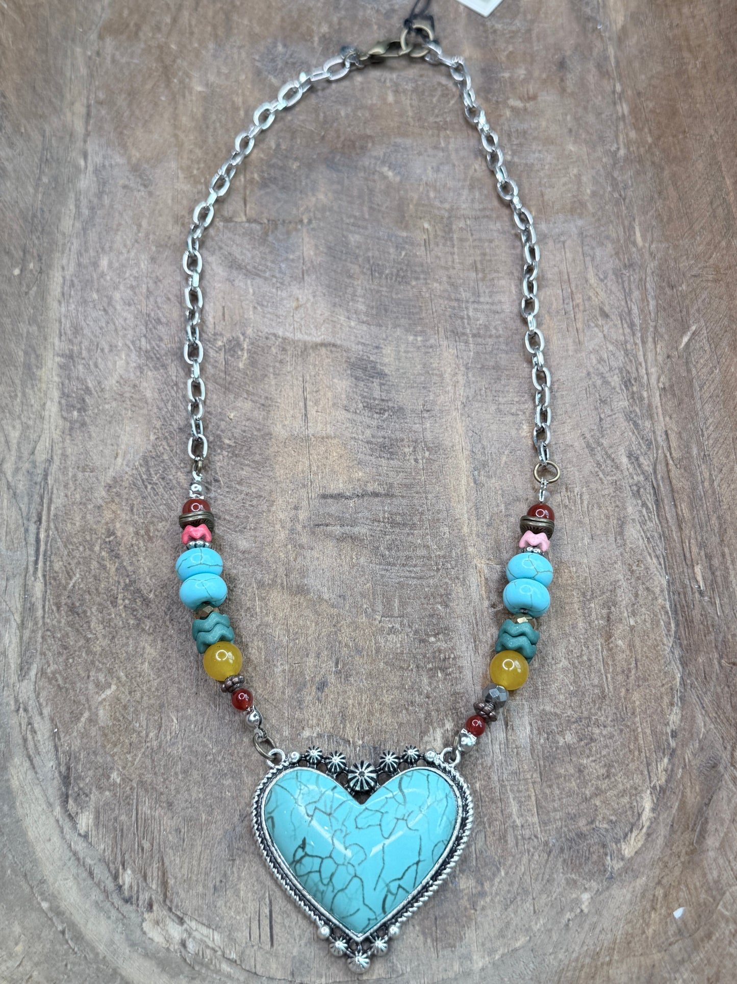 Lost & Found-Silver Turquoise Heart Necklace