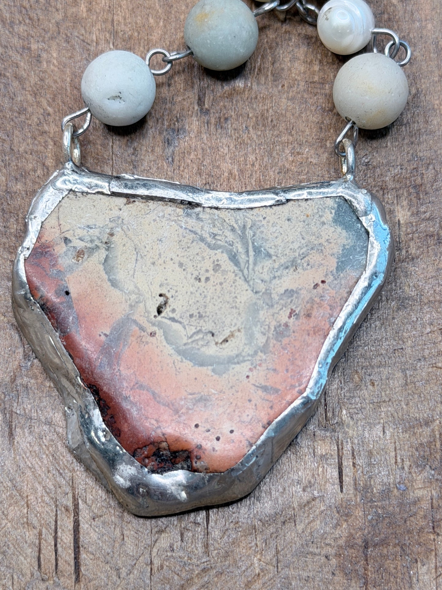Soldered Aqua Terra Jasper Slab Necklace B