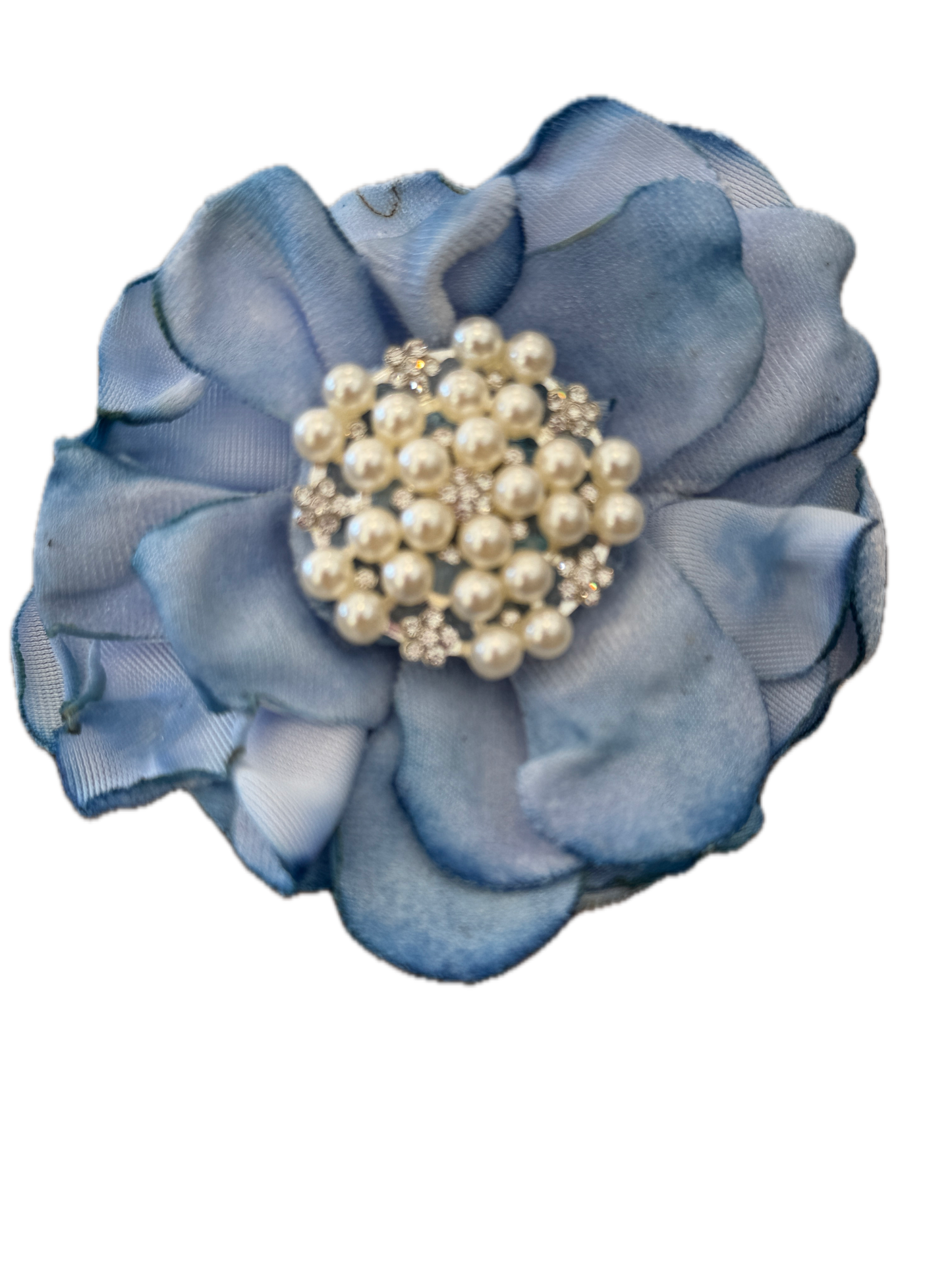 A Rare Bird- Flower Slide/Clip (Denim and Pearls)