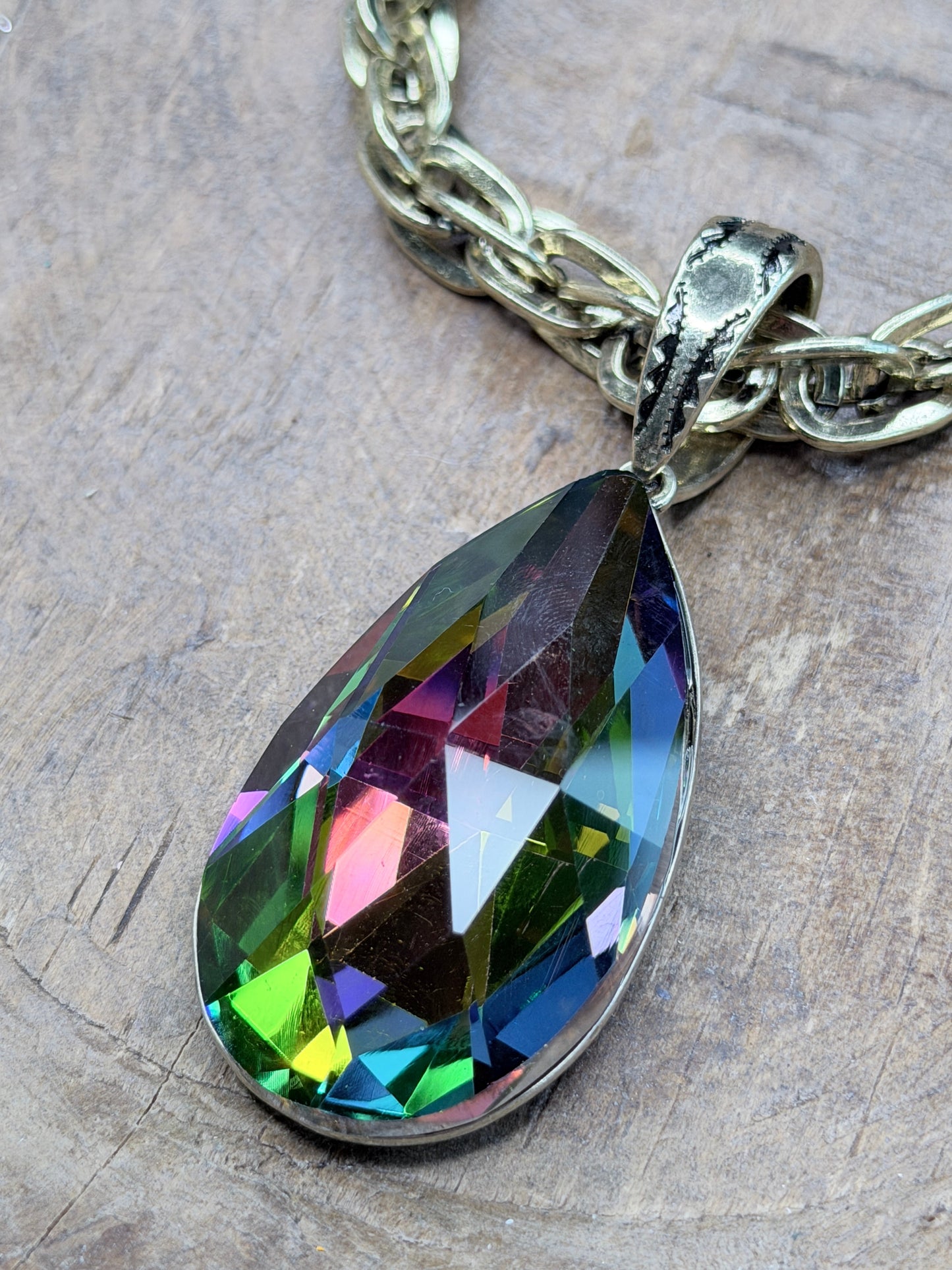 AB Crystal Teardrop Necklace