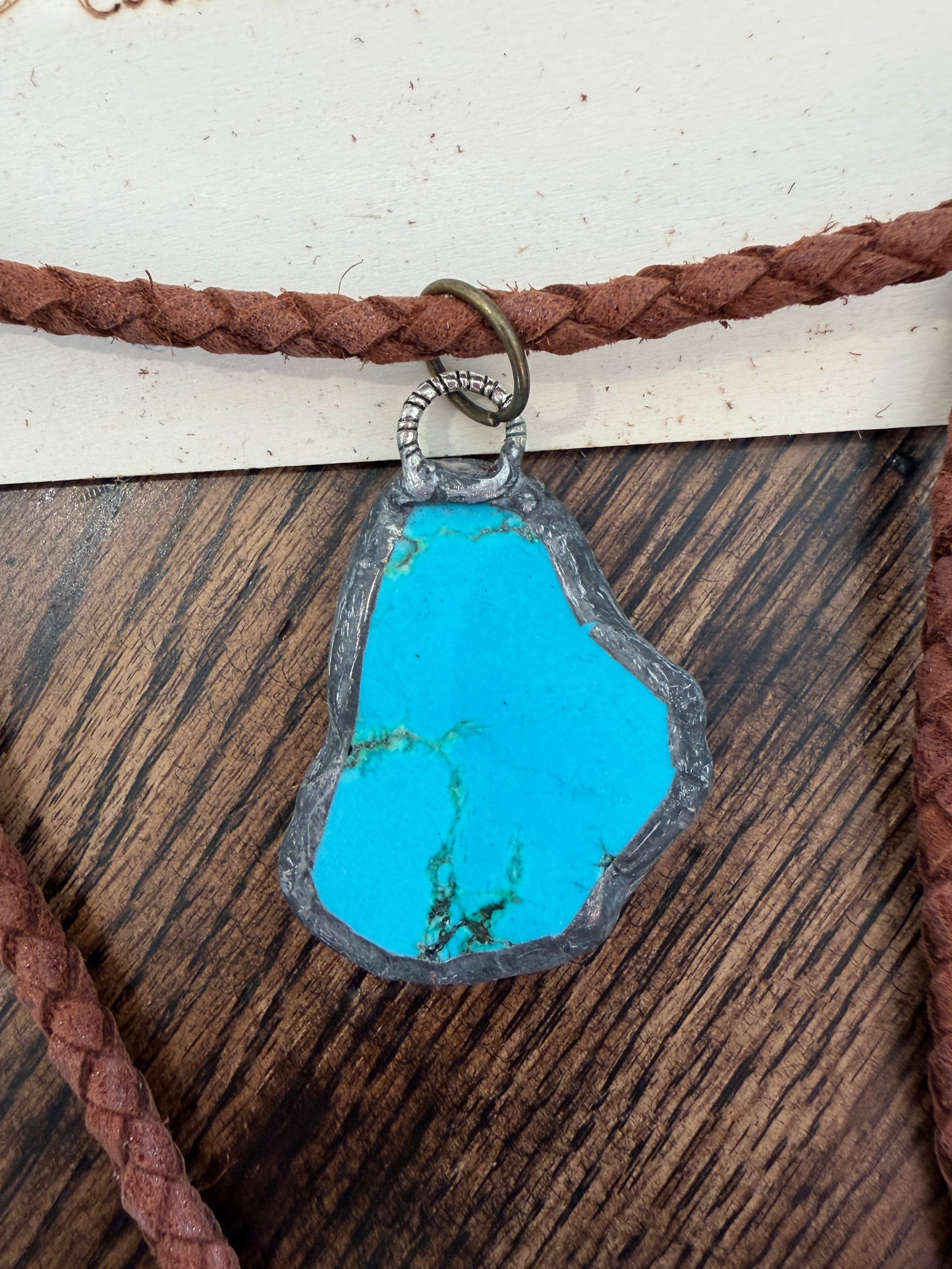 A Rare Bird- Braided Leather and Turquoise Necklace