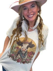 PREORDER Desert Rodeo Cow T-Shirt (Bedazzled) *Final Sale*