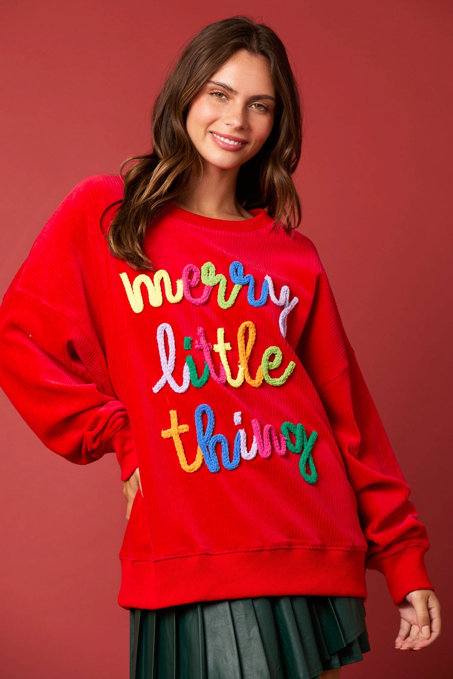 Multi Color Embroidered Knit Soft Merry Velvety Shirt *Final Sale*