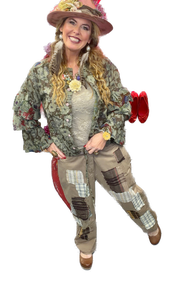 Jaded Gypsy- Traveling on Pants (Khaki Plaid)