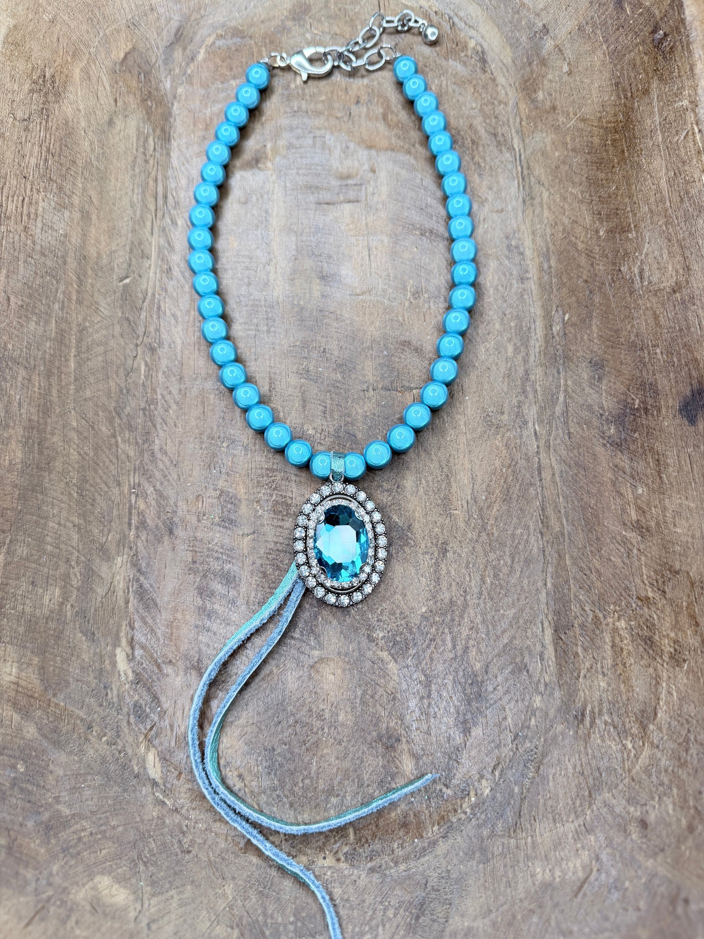 Sandra Ling Designs- Blue Miracle Bead Rhinestone Necklace