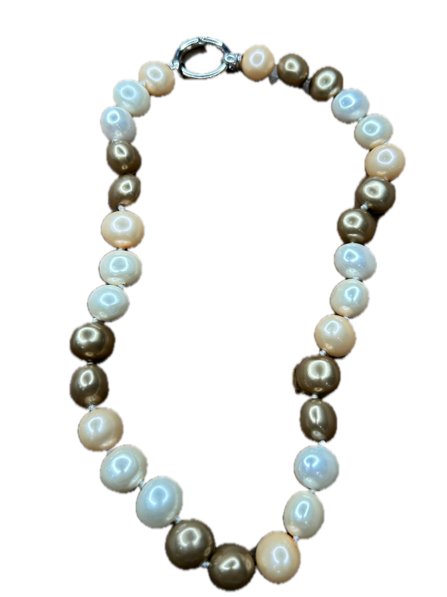 Short Brassy Pearl Necklace