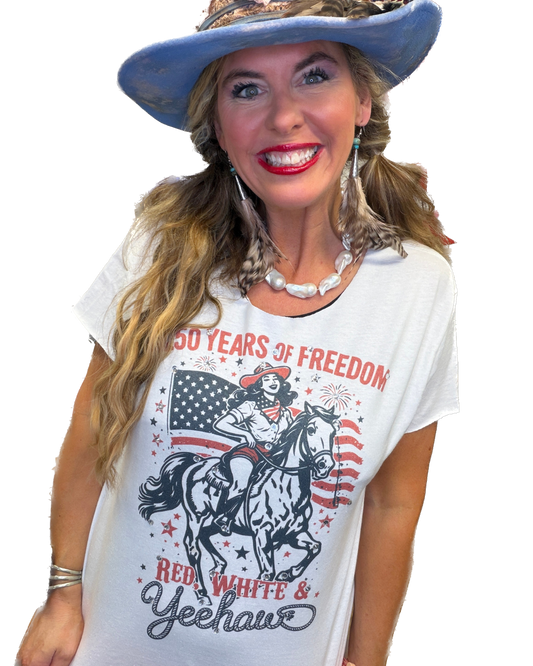 Red, White, and Yeehaw T-Shirt (No Bling)  - ERR Original *Final Sale*