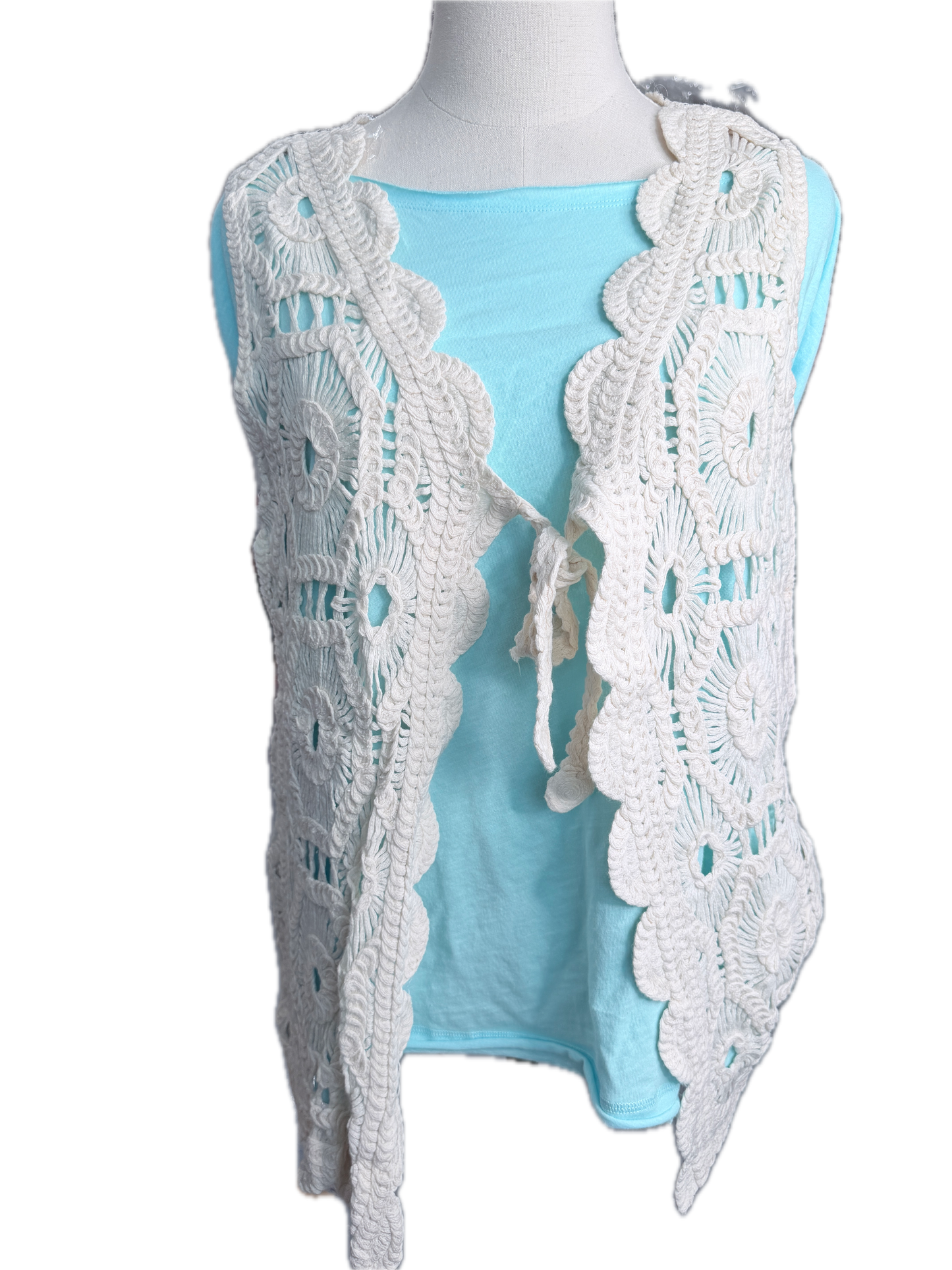 Geo Sunburst Scalloped Hem Vest (Beige) *Final Sale*