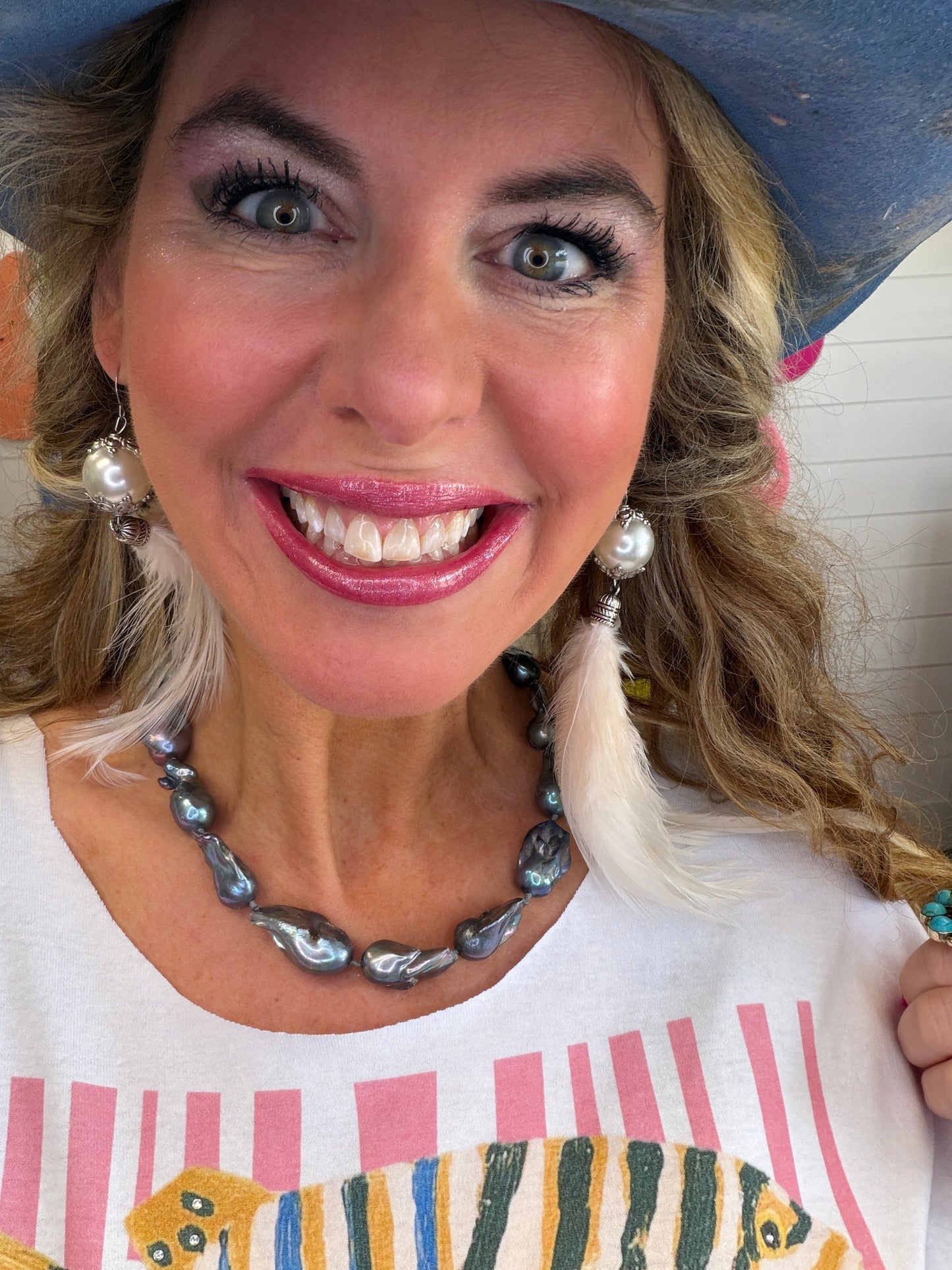 Genuine Chunky Baroque Pearl Necklace (Steel Grey Rainbow)