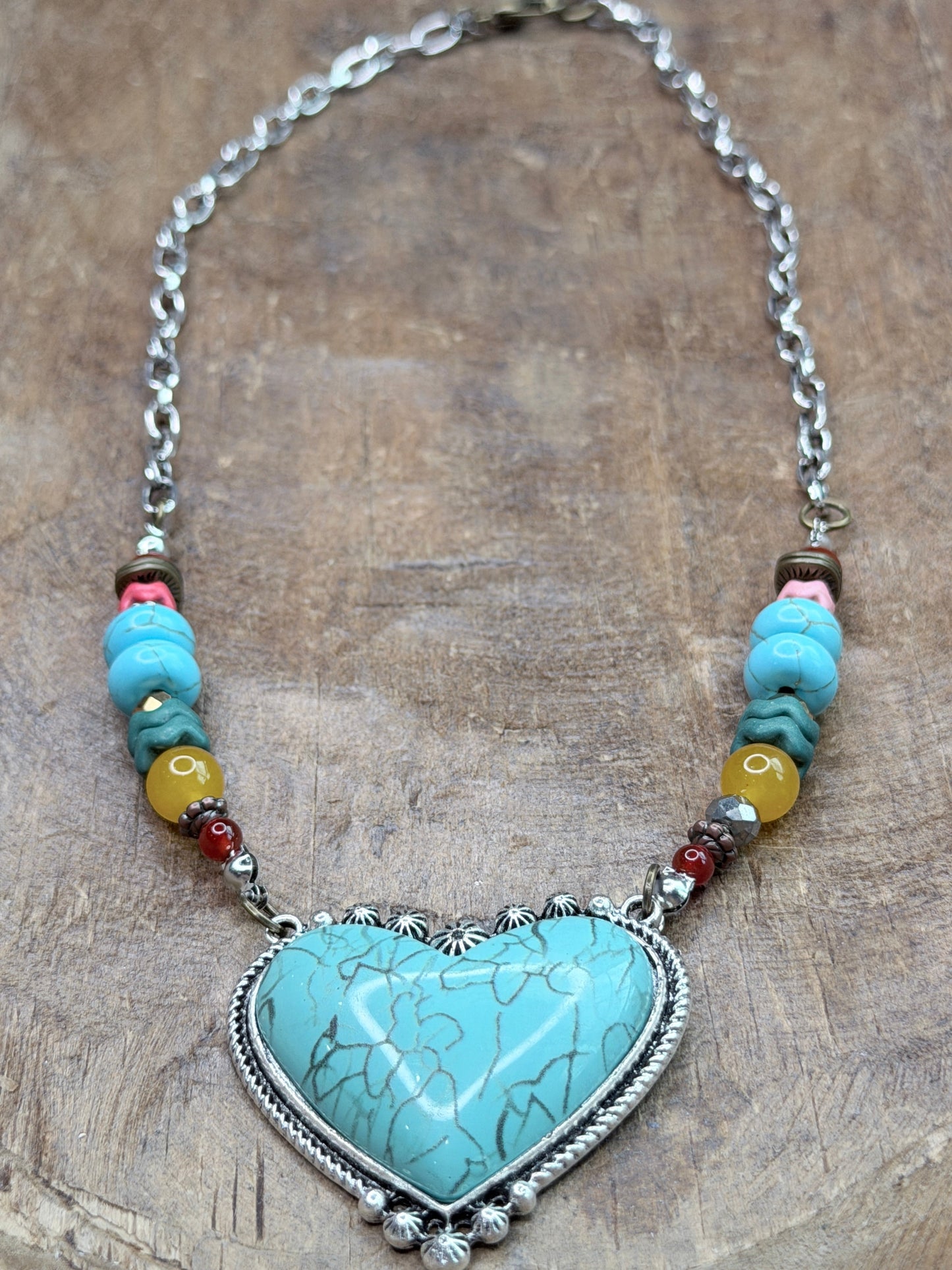 Lost & Found-Silver Turquoise Heart Necklace