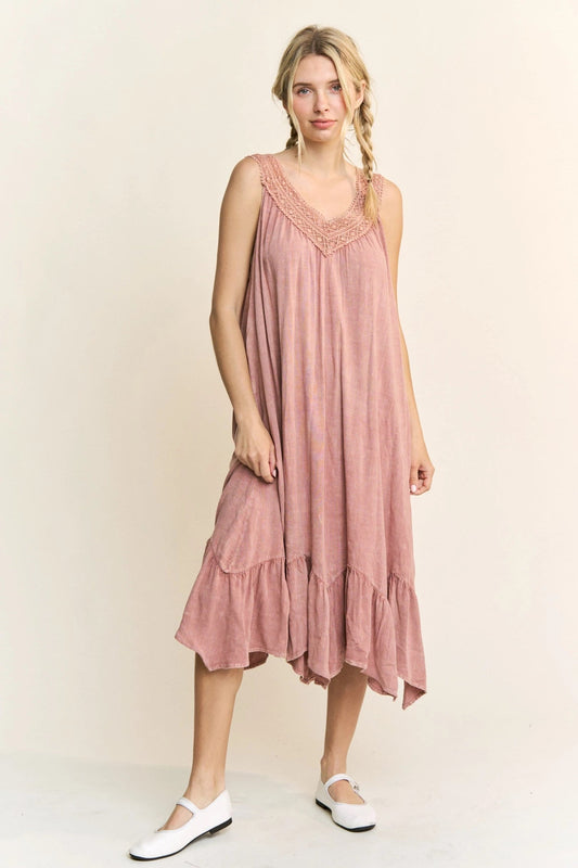 J. Her- Mineral Wash Floral Cami Dress (Sugar Rose) *Final Sale*