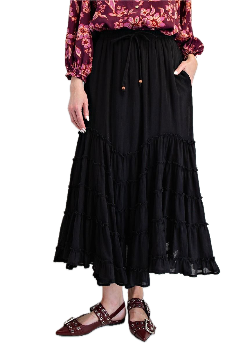 SALE EASEL - Cotton Gauze Tiered Maxi Skirt *Final Sale*