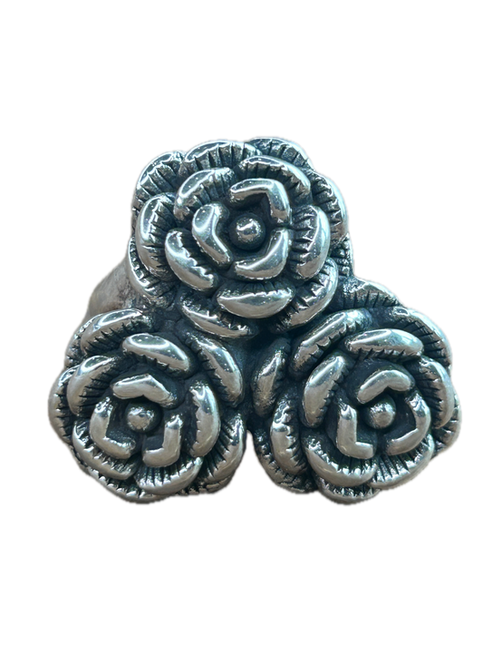 Silver Three Rose Ring