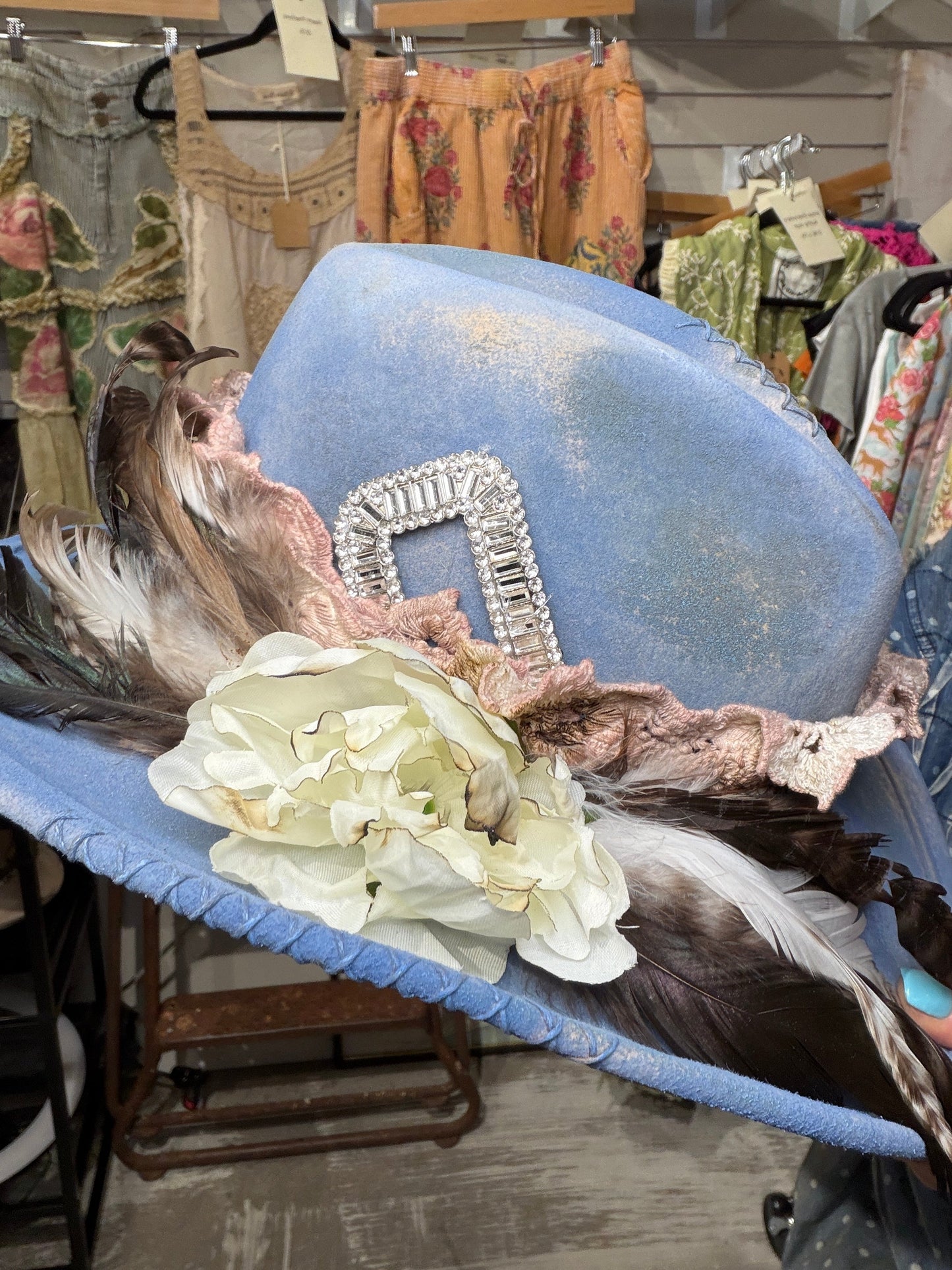 A Rare Bird- Denim and Diamond Hat