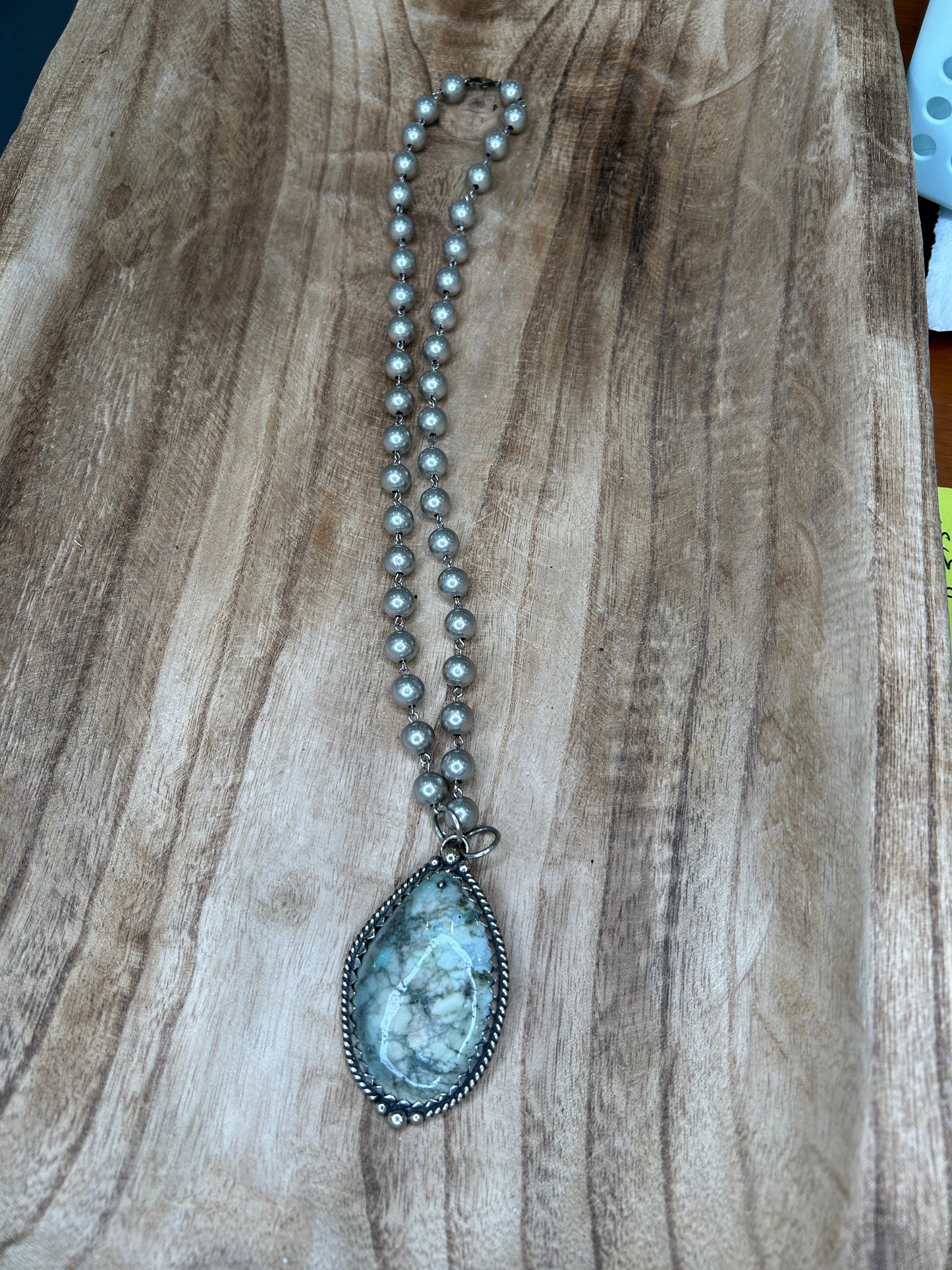 German Silver RIver Opal Necklace