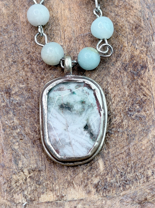 Soldered Dainty Moss Agate Necklace