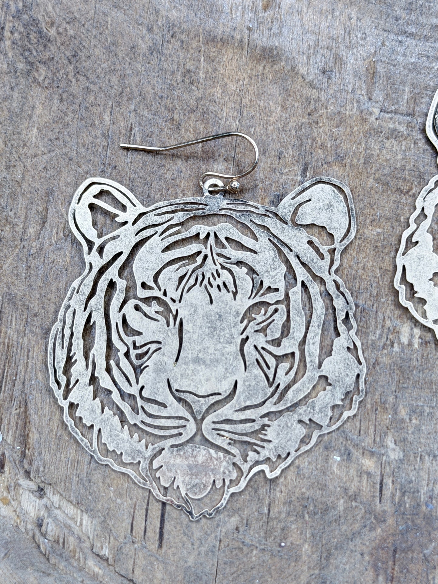 Gold Tiger Earrings