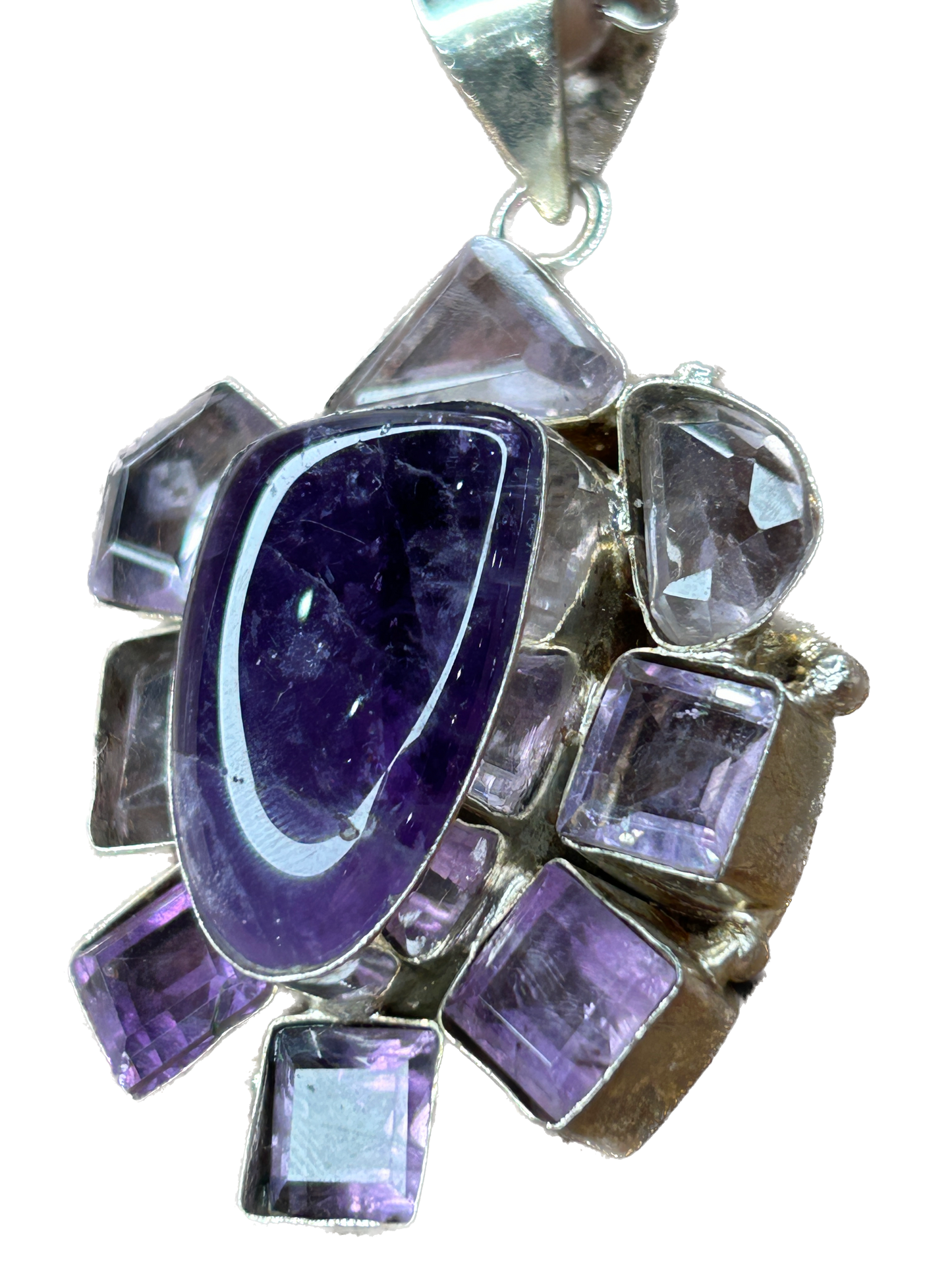 German Silver Dainty Amethyst Cluster Necklace