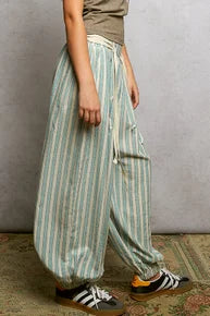 SALE POL- Star Patch Striped Pants (Aqua) PREORDER *Final Sale*
