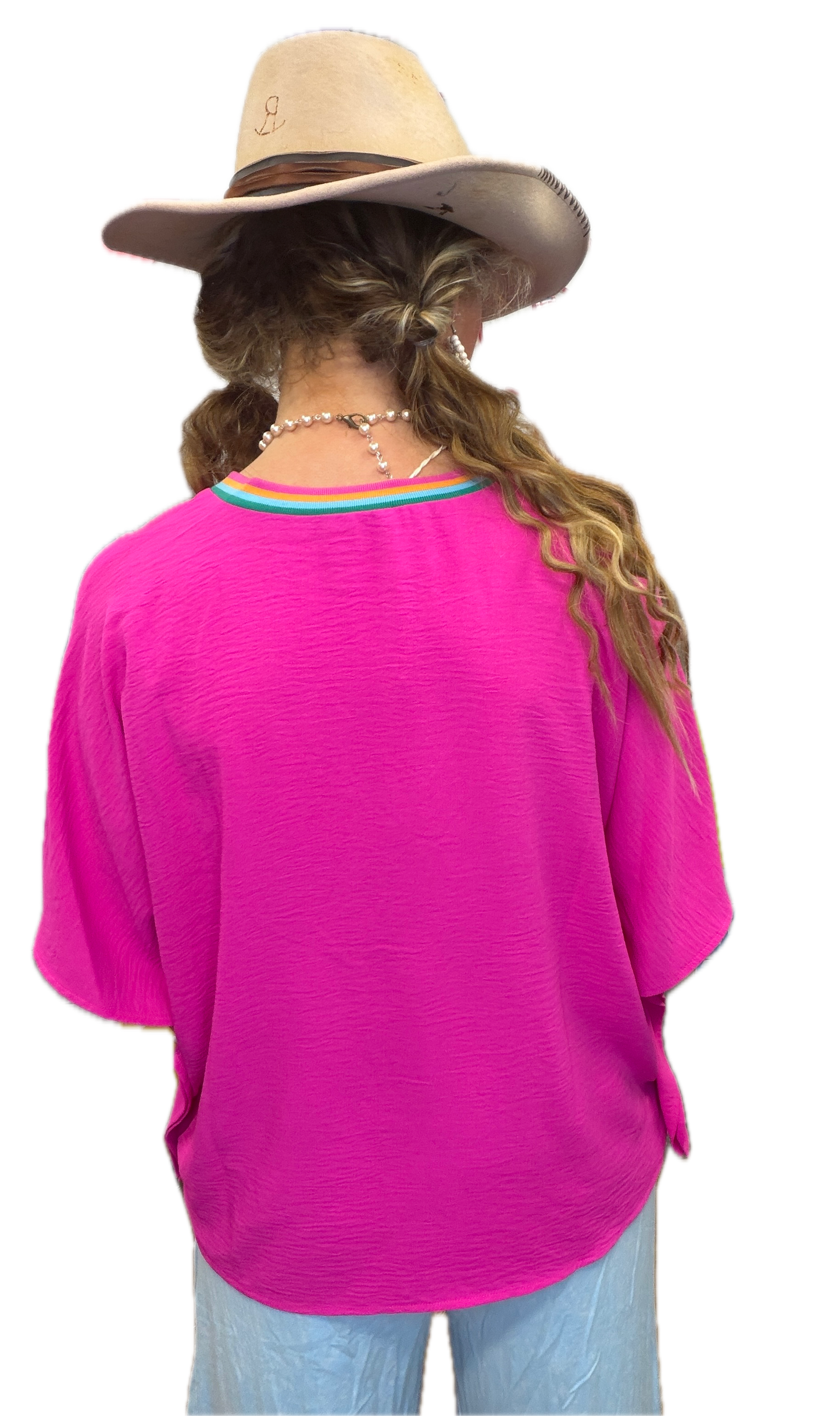 FINAL SALE Jodifl- Poncho Top (Hot Pink)