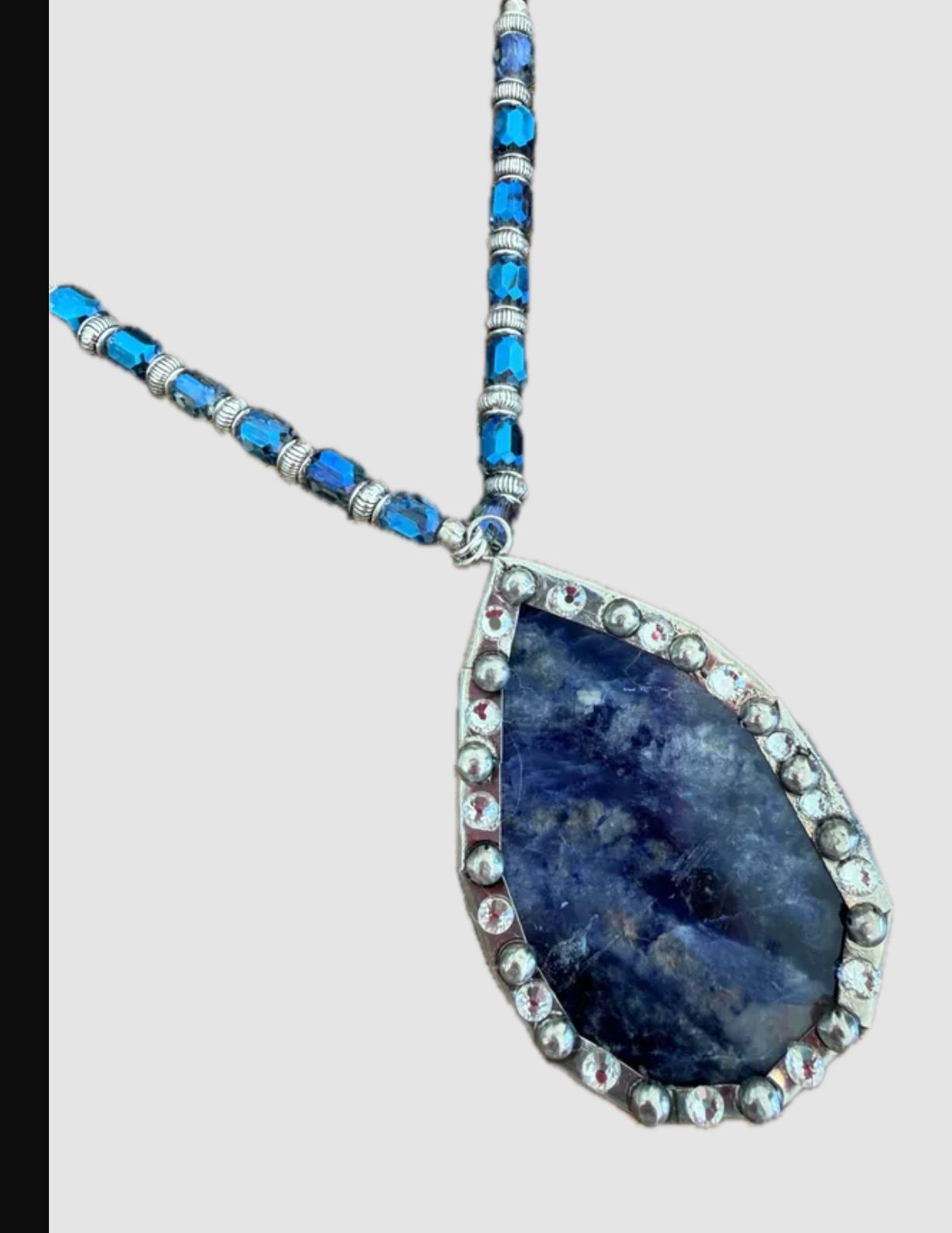A Rare Bird-Sodalite Cross Necklace